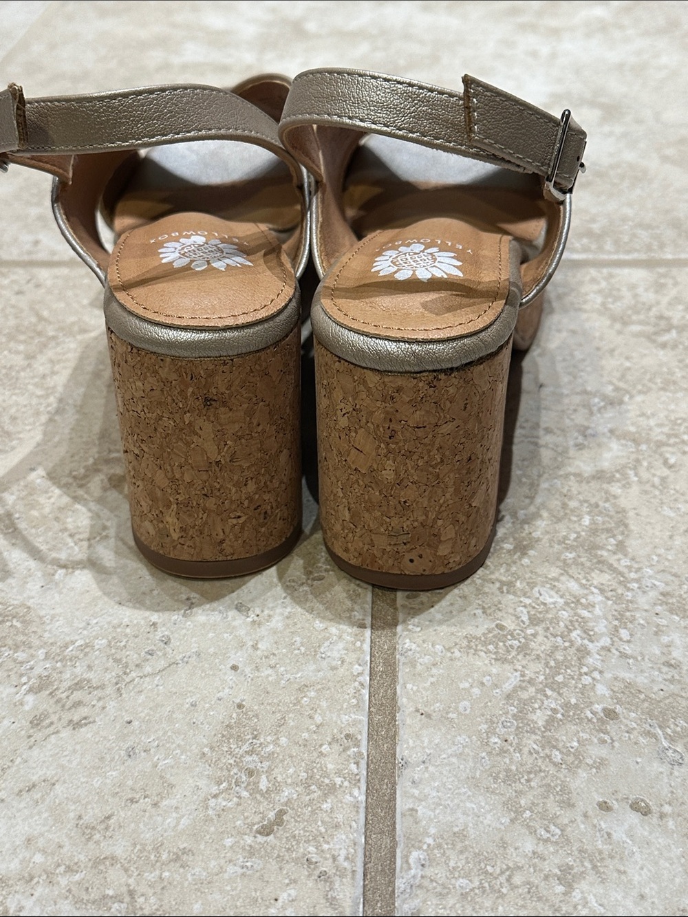 NWOT Yellow Box Metallic Taupe Cork Platform Wedges - Picture 6 of 9